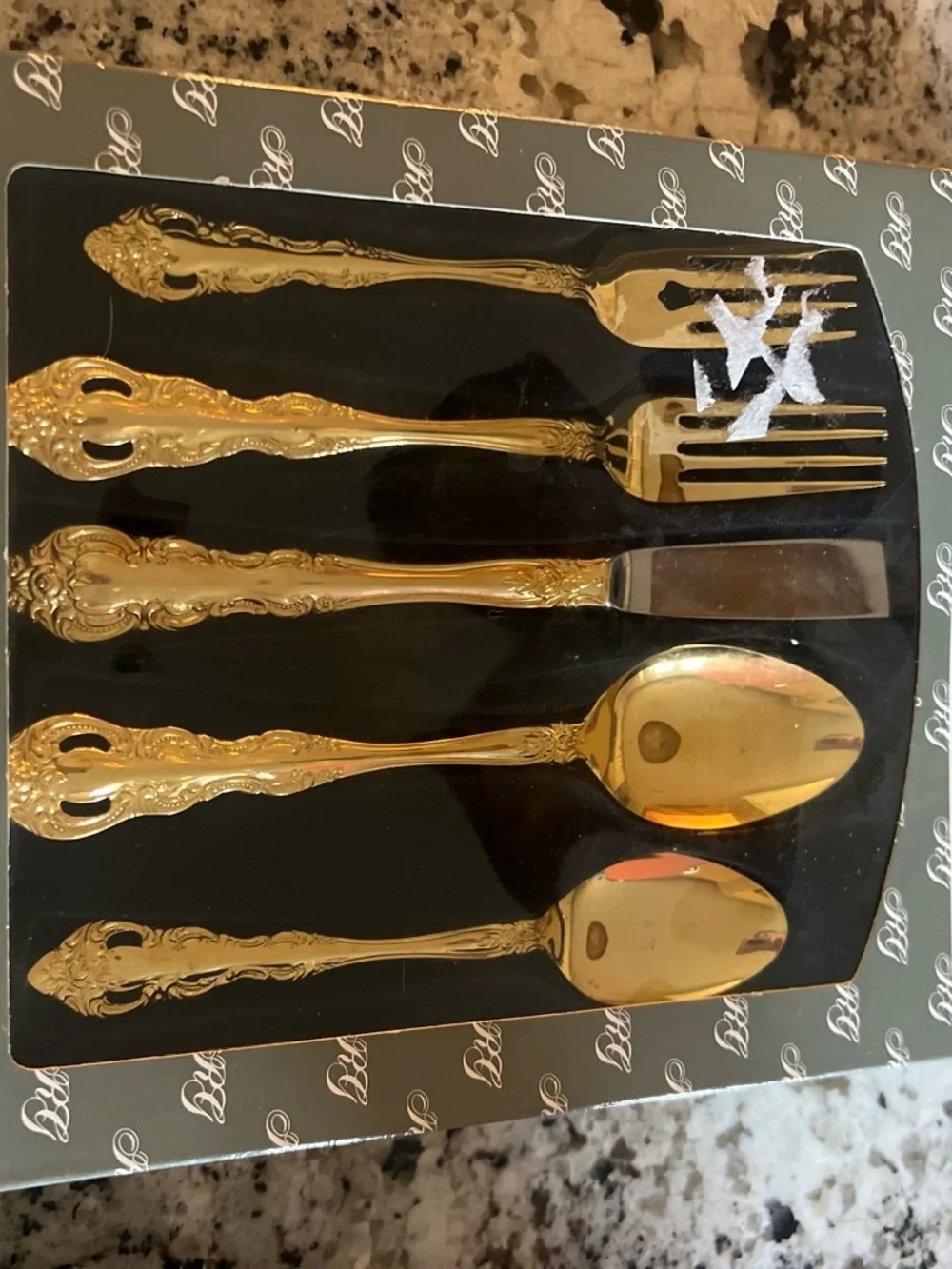 Macy's Gold-Plated Ornate 5-Piece Flatware Set
